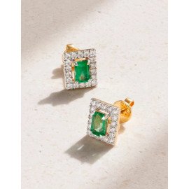 18-karat yellow gold emerald and diamond earrings