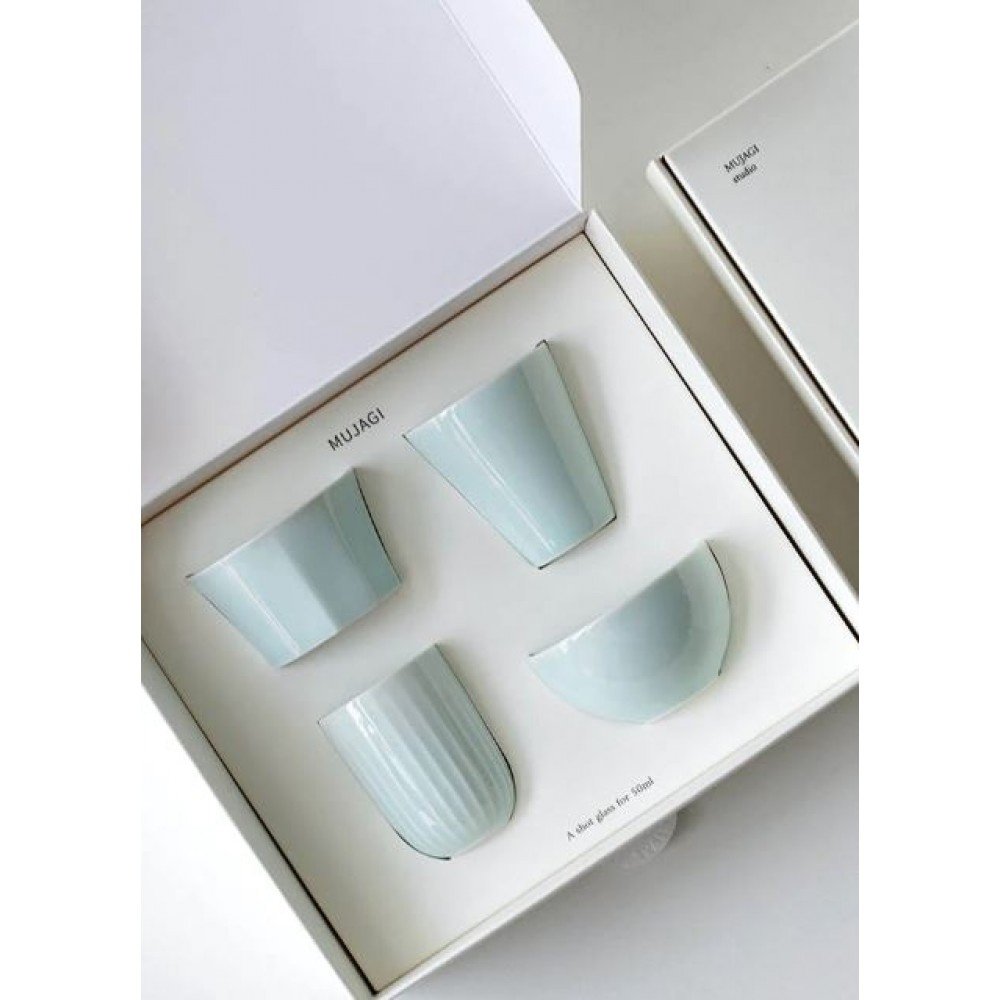Mujagi Korean Soju Ceramic Cups 4-Pc Set